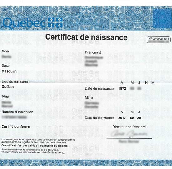 French to Spanish translations in Toronto Quebec Birth Certificate - French Spanish Translations