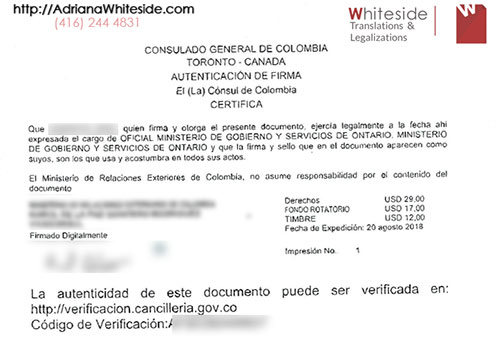 Legalización de documentos que surtirán efecto en Colombia